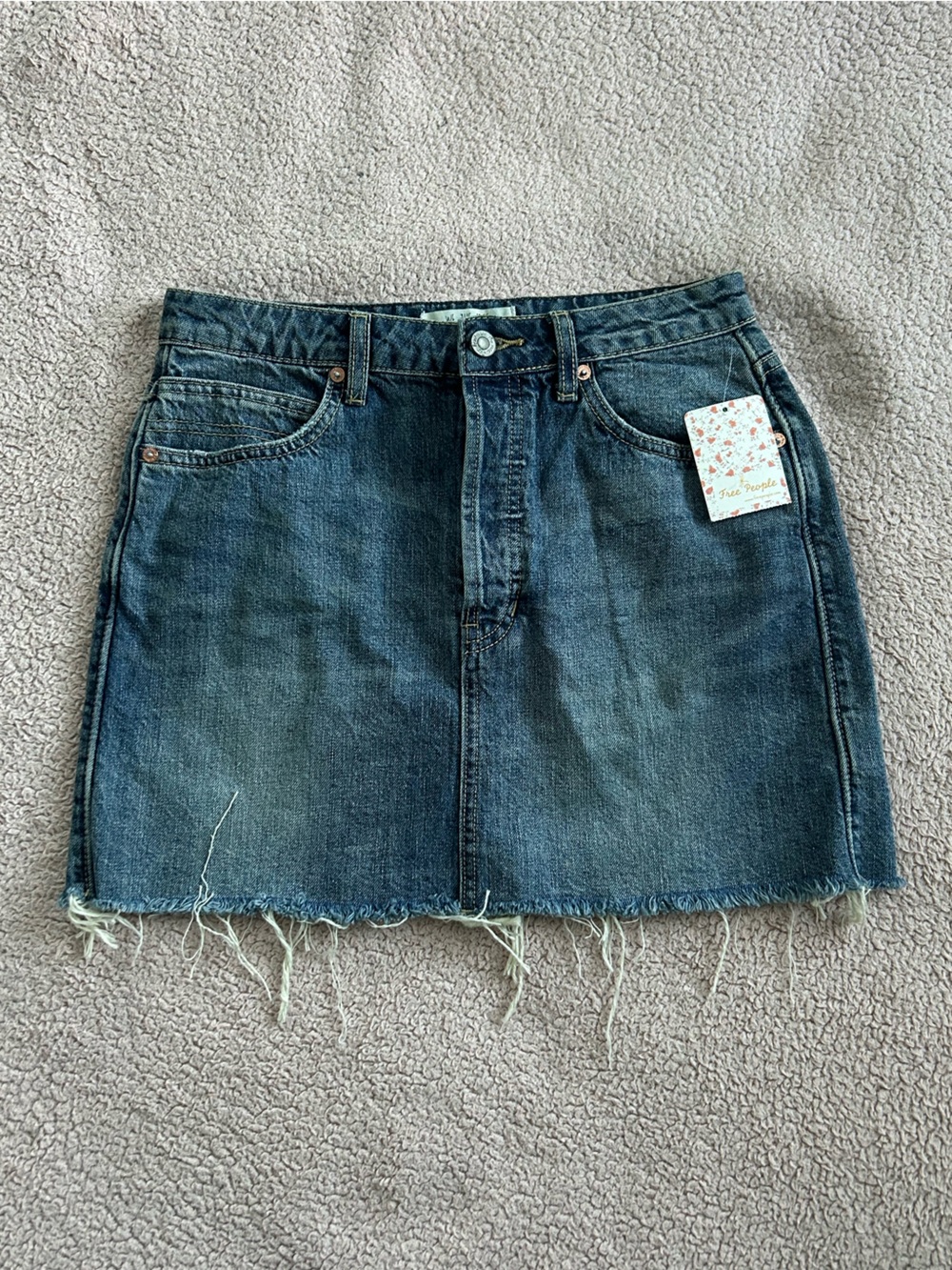 Free People We The Free Rugged A-Line Denim Mini Skirt NWT 27